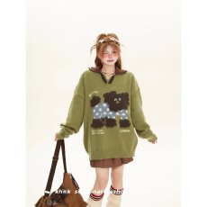 批发2025年新款圆领针织衫<b class='q'>男</b>女秋冬季复古慵懒风情侣休闲打底毛衣