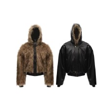 批发双面穿座山雕pu皮棉服外套女冬季加厚保暖机车风夹克