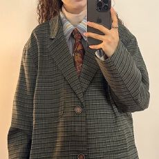 批发秋季日系复古宽松格子<b class='q'>西装外套</b>古着美拉德穿搭夹克男女潮