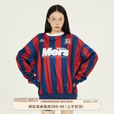 批发时尚华棉美式<b class='q'>潮牌</b>条纹撞色字母圆领<b class='q'>卫衣</b>男2024新款情侣运动上衣女