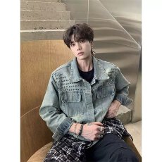 批发牛仔外套2025<b class='q'>春</b>季新款洋气钉珠小个子短款韩版时尚百搭显瘦上衣潮