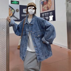 批发宽松<b class='q'>牛仔</b><b class='q'>外套</b>女2024春季新款美式复古高街慵懒风百搭<b class='q'>大码</b>上衣夹克