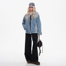 批发男友风复古遮肉显瘦夹克胖仙女莹莹<b class='q'>大码</b>女装胖mm春秋口碑<b class='q'>牛仔</b><b class='q'>外套</b>