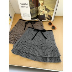 批发灰色波点毛呢百褶<b class='q'>半身裙</b>女秋冬梨型身材胖MM遮肉显瘦a<b class='q'>字</b>蛋糕短<b class='q'>裙</b>