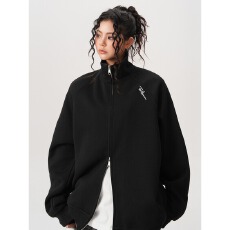 批发美式重磅开衫卫衣男女立领<b class='q'>外套</b>春秋东2025新款情侣装宽松<b class='q'>百搭</b>上衣