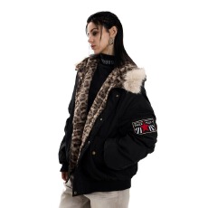 批发原版豹纹毛领派克棉<b class='q'>服</b>座山雕前言棉衣宽松<b class='q'>工装</b>毛领连帽外套女冬