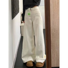 批发美式女王范设计感直筒<b class='q'>牛仔裤</b>女春秋大码胖mm宽松显瘦阔腿拖地裤