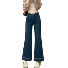 批发2025冬季微喇牛仔裤女加绒加厚新款大码<b class='q'>胖</b>mm<b class='q'>高腰</b>显瘦喇叭九分裤子