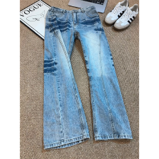 批发美式复古阔腿<b class='q'>牛仔裤</b>女秋季2025新款不贴腿高腰马蹄<b class='q'>微喇</b>叭拖地裤子