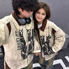 批发棉衣美式上上签高街翻领男女秋冬季复古宽松加厚保暖情侣<b class='q'>外套</b>