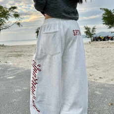 批发纯棉华棉复合全刺绣情侣状元坊休闲卫裤<b class='q'>男</b>女宽松直筒阔腿<b class='q'>长裤</b>