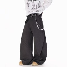 批发原版布料原版做工春季131服饰拼接弯刀西裤女<b class='q'>男</b>宽松阔腿休闲裤