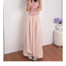 批发宋雨琦同款粉色束脚灯笼裤女夏季2026薄款宽松休闲直筒运动阔腿裤