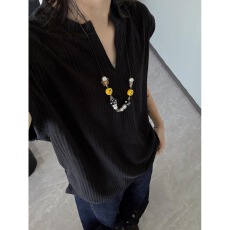 批发肌理感元宝v领无袖<b class='q'>背心</b>女男夏季冰丝凉感t恤美式健身运动坎肩汗衫