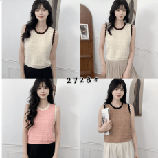 批发<b class='q'>镂空</b><b class='q'>针织衫</b>上衣女2026夏季新款法式高级感撞色花边领钩花无袖背心