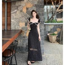 批发原版做法 法式黑色波点露背连衣裙女<b class='q'>夏季</b>2026新款海边度假风收腰