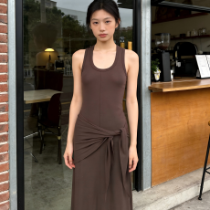 批发原版质量 260克人棉随心裁 纯欲辣妹穿搭U领<b class='q'>修身</b>显瘦工字背心长裙