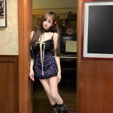 批发原版做法  蕾丝拼接包臀短裙260克人棉带蝴蝶结纯欲风辣妹吊带