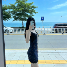 批发原版做法 260克<b class='q'>人</b>棉 蕾丝拼接碎花吊带裙带蝴蝶结微<b class='q'>胖</b>纯欲风辣妹
