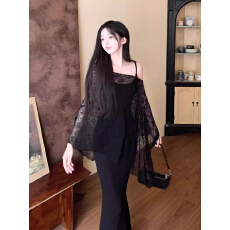 批发原版做法 大码女装梨形身材吊带连衣裙夏季显瘦<b class='q'>气质</b>裙子罩衫套装