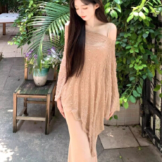 批发原版做法 春夏秋修身鱼尾吊带<b class='q'>连衣裙</b>套装废土风防晒斗篷披肩长裙