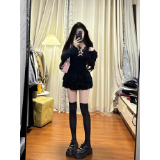 批发性感黑色蕾丝<b class='q'>连衣裙</b>女蝴蝶纯欲风甜辣妹裙子潮2026秋季新款设计感