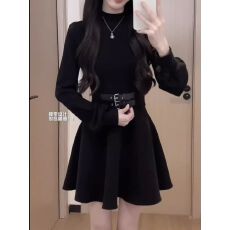 批发子女早春季2026新款小个子掐腰气质小黑裙法式赫本黑色内搭连衣裙