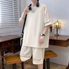 批发【套装】运动服套装男<b class='q'>夏</b>季短袖恤篮球衣休闲短裤两件套