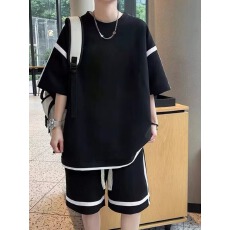 批发【套装】休闲运动套装男<b class='q'>夏</b>季青少年一套衣服搭配短袖短裤两件套潮