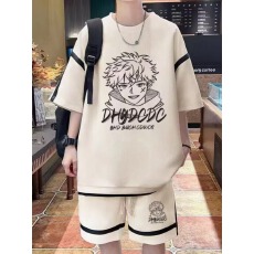 批发【套装】<b class='q'>夏</b>季短袖男T恤休闲衣服青少年高中学生短裤运动套装
