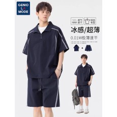 批发【套装】冰丝速干休闲运动套装夏季男士一整套帅气穿搭男装潮