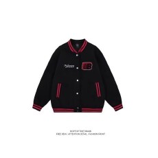 批发学院风R字标棒球服外套男女秋<b class='q'>冬</b>美式重磅宽松夹克