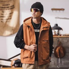 批发潮牌夹克外套连帽户外马甲春季山系男工装宽松新款机能男2025美式