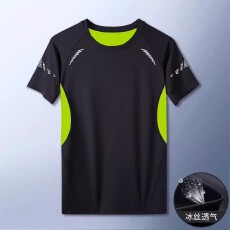 批发四针六线180克牛奶丝】泳衣男上衣速干防晒游泳成人男生短袖泳装