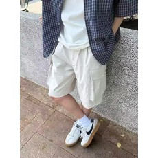 批发休闲工装短裤男生2025<b class='q'>日系</b><b class='q'>复古</b>纯色宽松简约大口袋五分裤夏