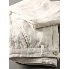 批发<b class='q'>亚麻</b>西裤】夏季薄款男宽松直筒卡其色长裤子复古棉麻休闲西装<b class='q'>男裤</b>