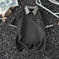 批发刺绣假两件】polo衫短袖<b class='q'>t</b><b class='q'>恤</b><b class='q'>男生</b>夏高级拼接休闲半袖体恤翻领上衣