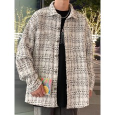 批发高级感小香风千鸟格外套男潮牌春<b class='q'>夏</b>2025新款美式痞帅男生夹克大码