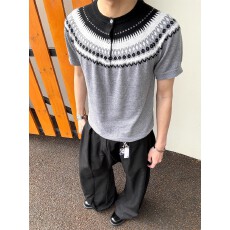 批发毛衣】针织衫短<b class='q'>袖</b>男款高级感正肩亨利领t恤cleanfit老钱风<b class='q'>半截</b><b class='q'>袖</b>