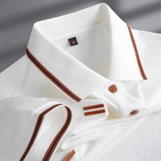 批发珠地滴胶】翻领夏季<b class='q'>休闲</b>短袖男<b class='q'>商务</b>polo领洋气撞色条纹T恤男上衣