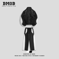 批发反光夹克  裤子外套 套装】休闲套装撞色男秋季夹克长裤美式外套