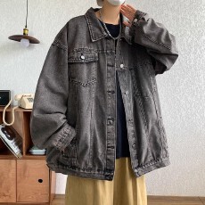 批发美式高街<b class='q'>牛仔</b>外套男春秋季潮ins水洗做旧工装褂子情侣夹克