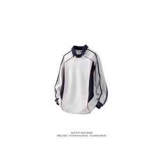 批发潮流流行<b class='q'>日系</b>气质原宿新款美式<b class='q'>复古</b>拼接运动风polo领卫衣