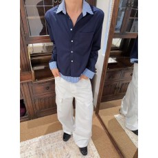 批发美式假两件格纹防晒长袖衬衫男高知miu系上衣衬衣学院风秋季穿搭