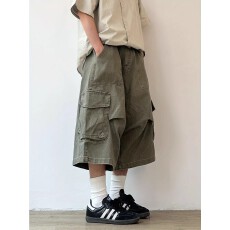 批发七分裤】<b class='q'>日系</b><b class='q'>复古</b>多口袋工装短裤男女夏季宽松休闲百搭阔腿七分裤