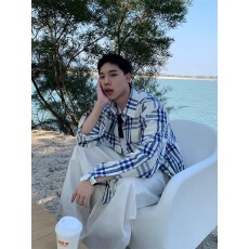 批发老钱风格子衬衫男女2025春新品小众设计感宽松百搭休闲衬衣