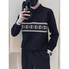 批发翻领打底针织衫】毛衣男秋冬季长袖打底衫线衣痞帅POLO衫领针织衫