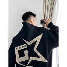 批发【大码M-8XL连帽<b class='q'>卫衣</b>280克国潮高街字母印花男衫加肥加大潮男生