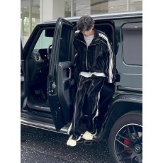 批发运动套装男酷帅复古美式<b class='q'>春</b>秋季卫衣开衫外套条纹卫裤潮牌一套搭配