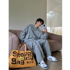 批发新款套装男<b class='q'>秋</b>季新款宽松加大码潮流卫衣卫裤运动休闲两件套情侣